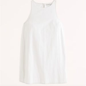 Abercrombie High-Neck Linen-Blend Mini Dress